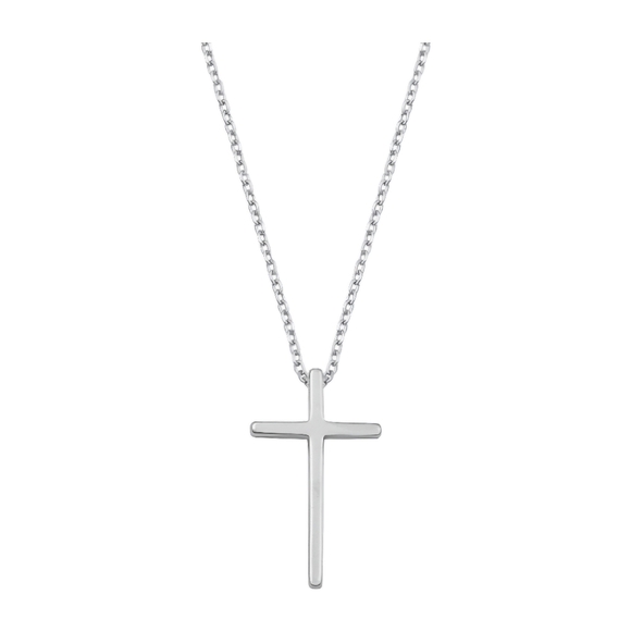 SIMPLE CROSS STERLING SILVER NECKLACE - Picture 1 of 8